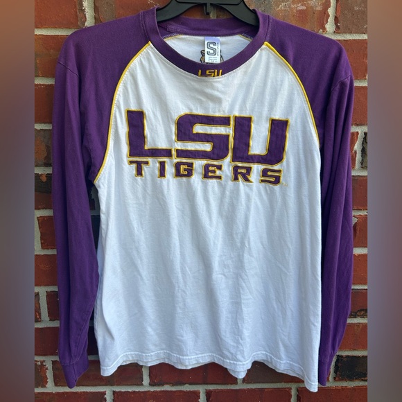 Spike Sports LSU Tigers Stitched Long Sleeve Medium Unisex Purple White Shirt - Picture 1 of 6